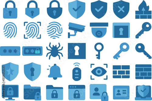 Security Icon Set – Flat Vector Icons for Cyber and Data Protection