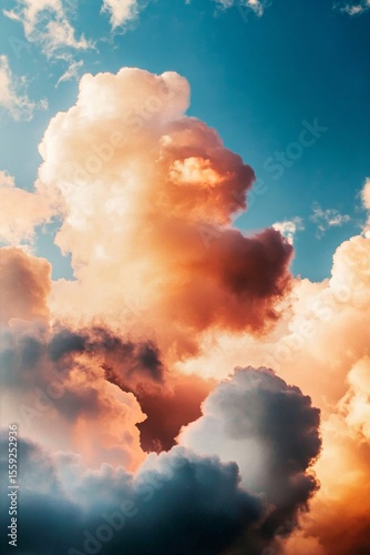 Vibrant Clouds Intertwine at Dusk Over the Sky in Striking Hues of Blue and O...