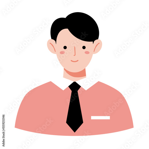 Young man smiling in business attire with a pink shirt and tie  