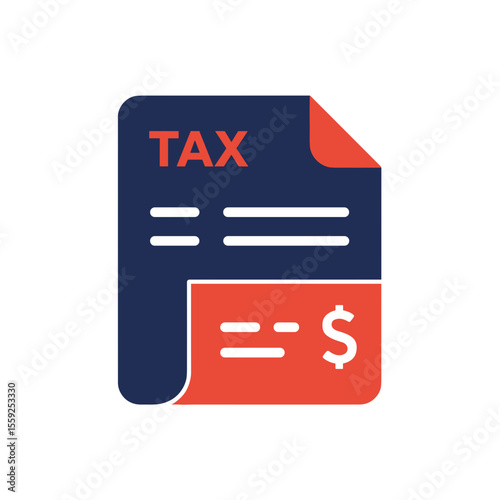 Tax document illustration with dollar sign in flat design style  