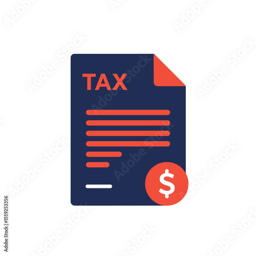 Tax document with dollar sign in modern flat design  