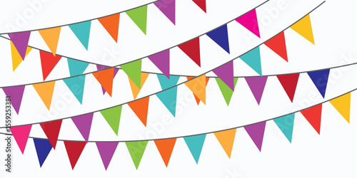 Carnival garland with flags. Decorative colorful party pennants for birthday celebration, festival and fair decoration. modern eps10.