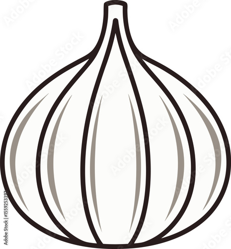 Minimalist Garlic Bulb Illustration Emphasizing Simple Lines and Shapes with a Neutral Color Palette, Suitable for Culinary or Health Contexts