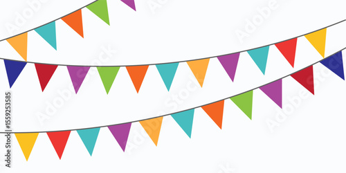 Carnival garland with flags. Decorative colorful party pennants for birthday celebration. vector illustration.