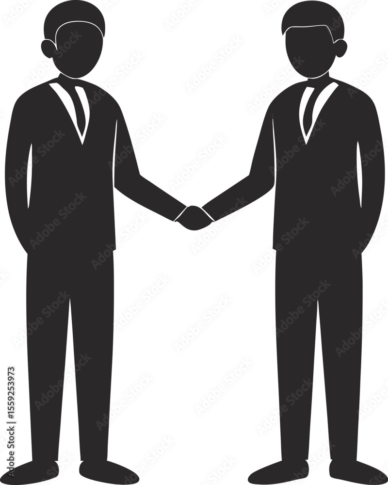Fototapeta premium Silhouette of Two Businessmen in Suits Shaking Hands a Symbol of Partnership Agreement and Professional Corporate Collaboration and Unity