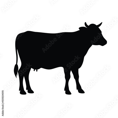 Cow graphic icon. Cow black silhouette isolated on white background. Vector illustration