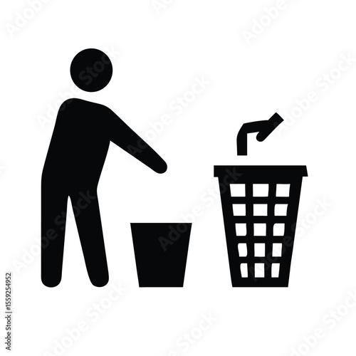 man symbol keep clean baskets for trash