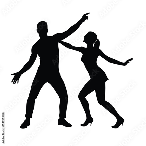 Salsa dancers silhouettes on white background