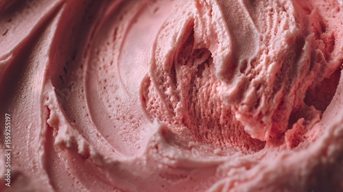 Delicious Strawberry Gelato Prepared Fresh in a Dessert Shop During Summer Af...