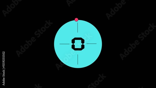 5 seconds Modern Digital countdown timer 4K animation with red dot circular countdown  and black number countdown time animation on black background with alpha channel,5 second Digital countdown