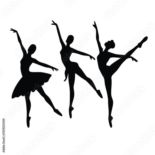 ballet dancers silhouette, ballet dancer silhouette, Ballerina silhouette Dancers isolated on white background. Vector female ballet dancers silhouette