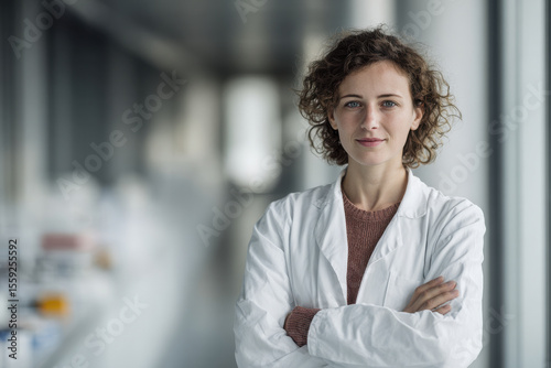 confident chemical technologist portrait positioned on right side of frame