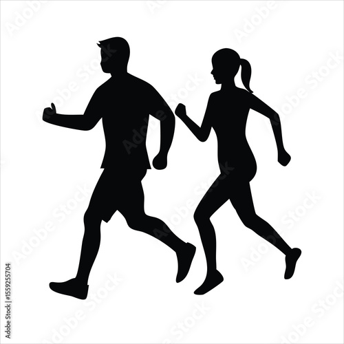 Silhouette of a young man running vector illustration of a runner in action sport athlete jogging fitness