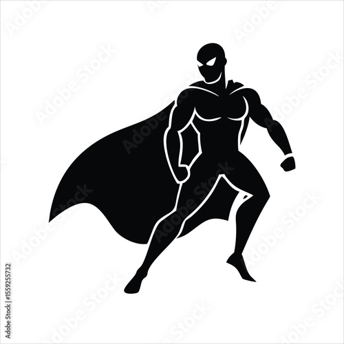 Superhero silhouette. powerful superhero in pose. Superhero silhouette art vector