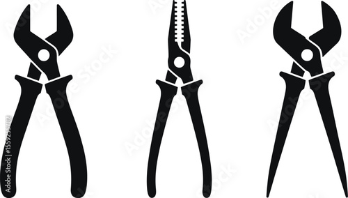 Vector illustration of different pliers tools for construction and repair work hand tools equipment vector illustration