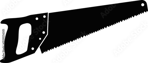 Hand saw vector image for woodworking projects diy tools and construction equipment icon black and white vector illustration