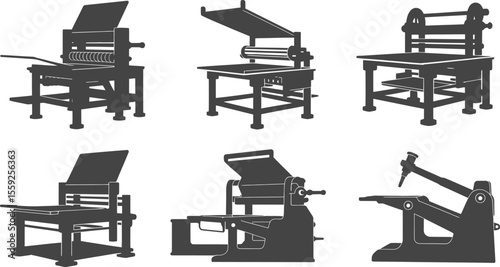 Illustration of vintage printing press machines for graphic design and art history enthusiasts alike vector illustration