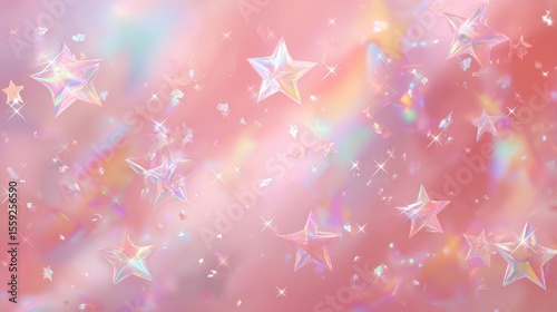 Colorful Sparkling Star Shapes With a Whimsical Pastel Background