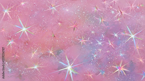 Colorful Starry Sky With Sparkling Effects in Soft Pink Tones