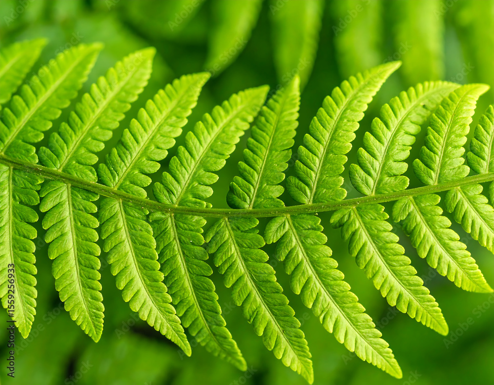 Close-up view of a vibrant green fern frond, showcasing intricate details. Close-up view of a vibrant green fern frond, showcasing intricate details.