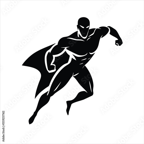 Superhero silhouette. powerful superhero in pose. Superhero silhouette art vector