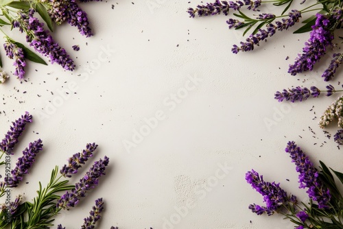 Lavender Flowers Arranged Beautifully on a Light Background for a Calming Atm...