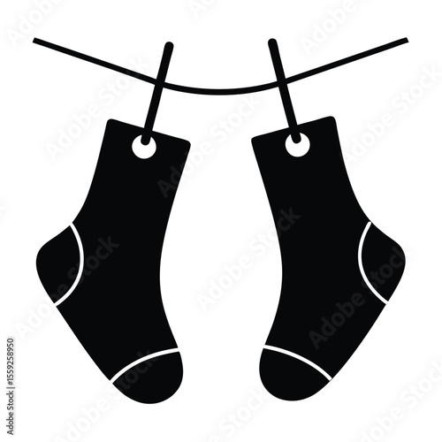 Socks Hanging on a Clothesline Simple Laundry Day Icon