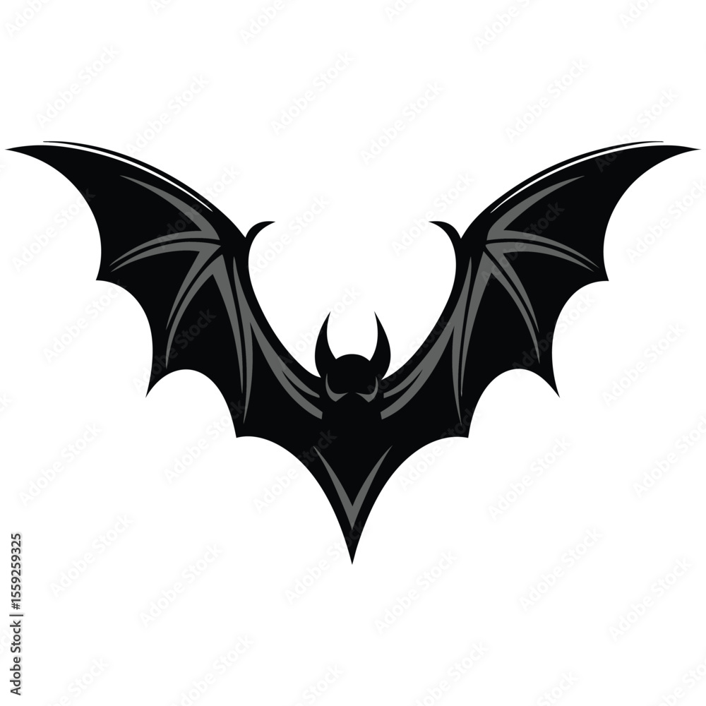 Fototapeta premium Halloween bats vector illustration with black silhouette wings vampire devil cartoon animal logo design symbol tattoo art fly night horror cute tribal heart icon