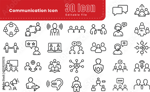 Communication Media Line Icon set. Icons in linear style collection. newspaper, communication, megaphone, radio, mobile phone