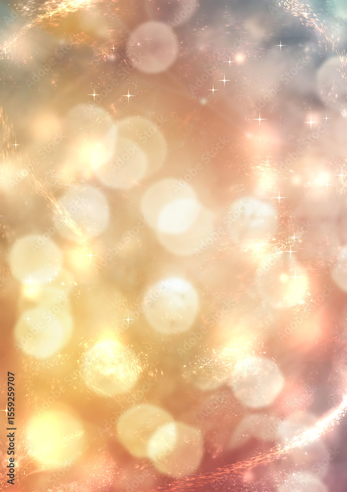 Fototapeta premium 手描き素材 ゴージャスに輝くキラキラなレンズフレアエフェクト 抽象背景イラスト