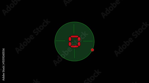 5 seconds Modern Digital countdown timer 4K animation with red dot circular countdown animation and red number countdown time animation on black background with alpha channel, 5 second countdown time
