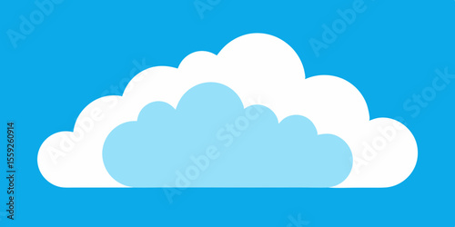 Serene Sky Cloudscape Illustration, Peaceful Blue Sky with Fluffy White and Light Blue Clouds