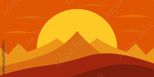 vector illustration of a sunset