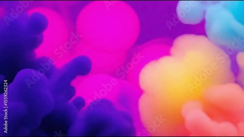 Seamless Abstract Liquid Gradient Background with Soft Blurry Color Blobs in Magenta Purple Cyan Yellow and Orange Featuring Dreamlike Motion and Internal Glow 4K