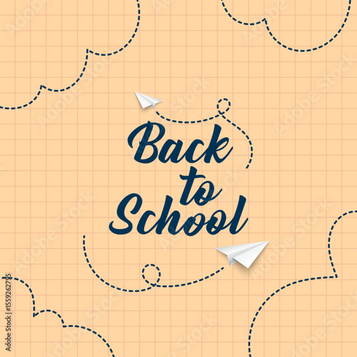 Back to school web banner. creative poster with back to school lettering logo and paper planes. vector illustration