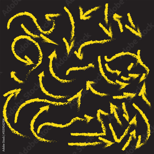 Hand drawn curved doodle chalk arrows collection, vector eps10 illustration