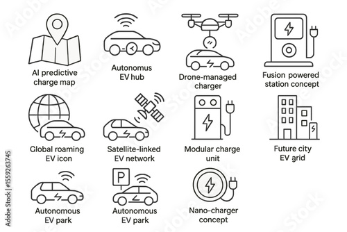 Smart electric vehicle concepts: ai maps, autonomous hubs, drone chargers