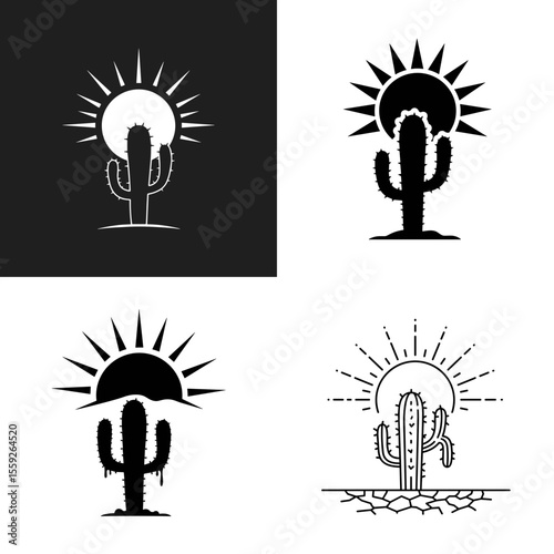 Cactus and sun illustrations representing extreme drought
