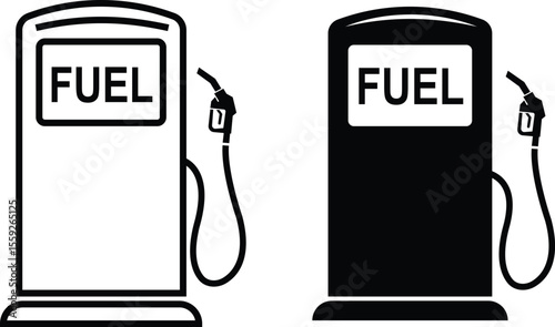 Fuel pump icon set. Gas station, Petrol pump icon signs isolated on transparent background. Refuel symbol suitable for energy, industry, and vehicle graphic design. Vector illustration.