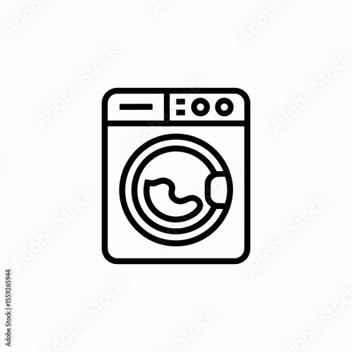 Washing machine in simple line art style for home use  