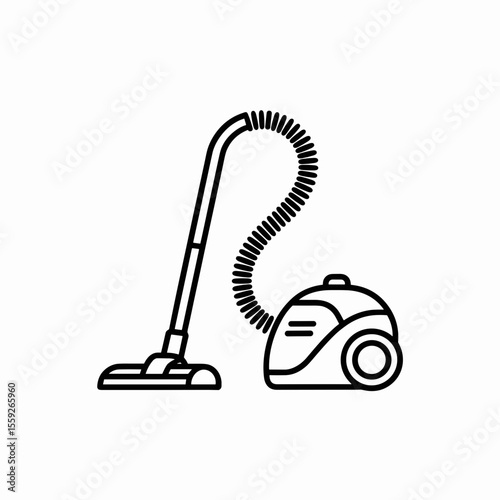 Vacuum cleaner in simple line art style for household cleaning  