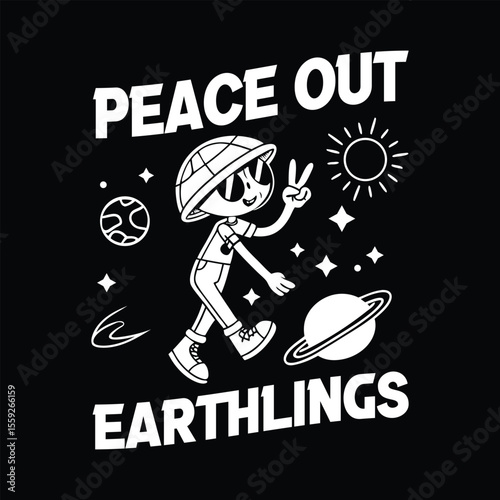 Peace Out Earthlings Funny Alien T-Shirt Design for Space Lover & Sci-Fi Fans