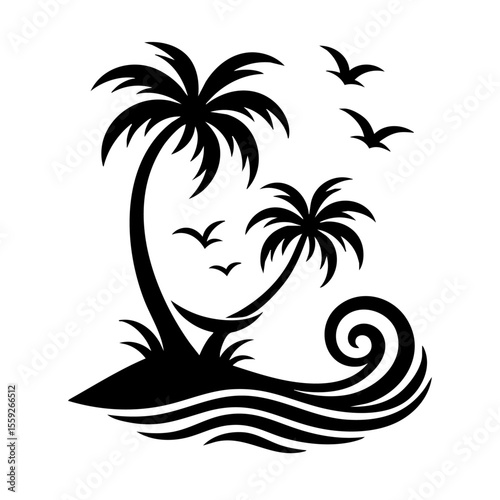 vector illustration of a tropical island