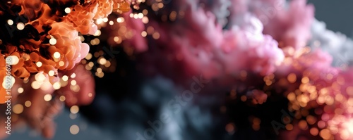 Abstract cloudscape with vibrant pink and orange smoke