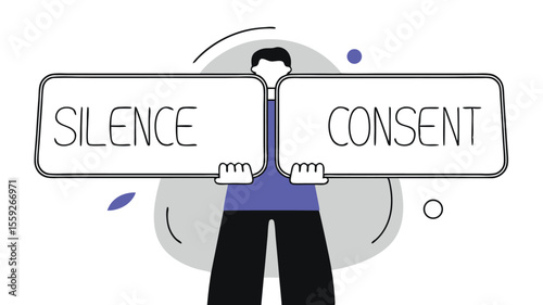 Silence as Consent Concept – Vector Legal Illustration
Implied Agreement Through Silence – Adobe Illustrator Art
Silence Means Approval – Flat Vector Ethical Design