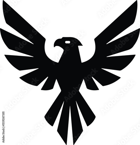 Silhouette eagle bird spreading wings simple logo vector Illustrator