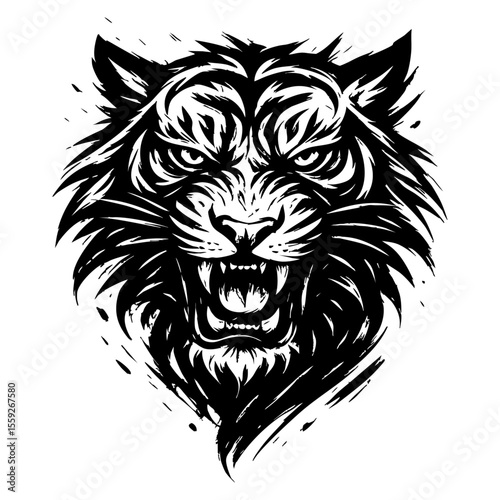 Tiger head tattoo design vector