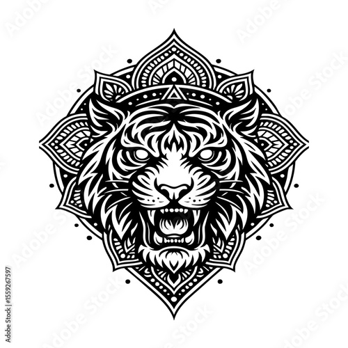 Tiger head tattoo vector