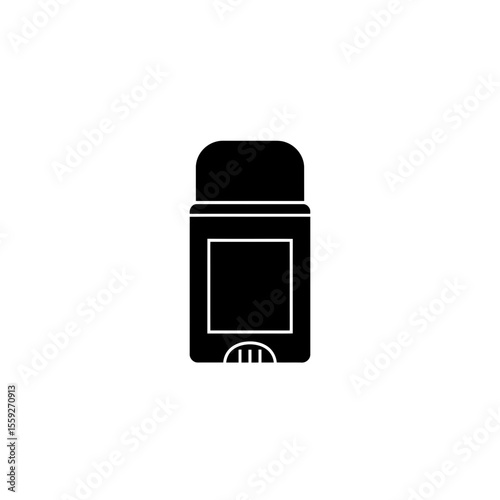 Black vector of deodorant stick with blank label and twist-up base. Sweat and hyperhidrosis concept, selfcare and hygiene