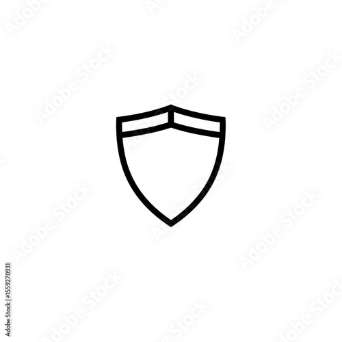 Outline black shield icon, safety and protection symbol.  Digital security and privacy for safe internet connectivity and secure personal data